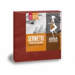 Serwetki ANNA ZARADNA, trójwarstwowe, sk³adane, 33x33cm, 20 szt., bordowe